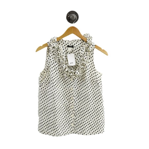 J. Crew Tops - J. Crew Silk Ruffle Dot Print Blouse #163-110